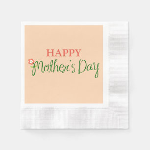 Happy Mother's Day Light Apricot Paper Napkin