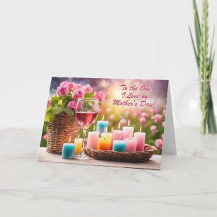 Happy Mothers Day Love Romance with Wine Holiday Card