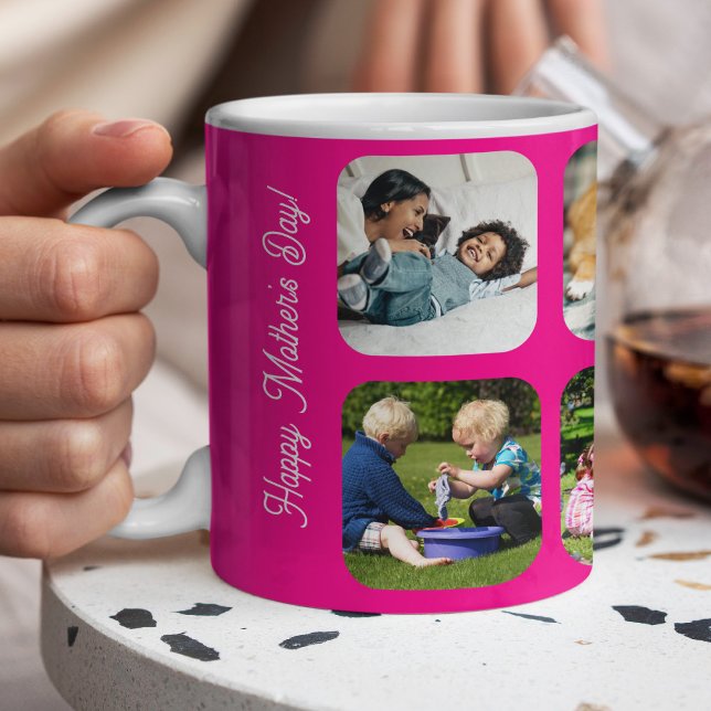 Happy Mothers Day love you mum photo collage pink Coffee Mug (Creator Uploaded)