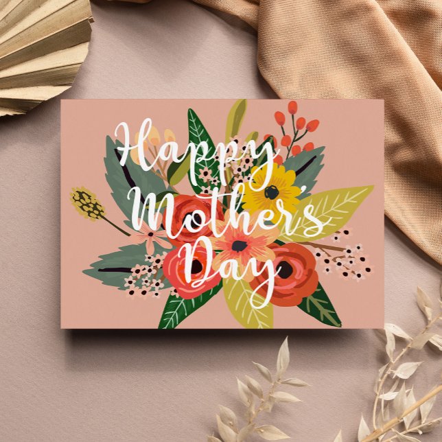 Happy Mother's Day Modern Colourful Floral Script Card (Creator Uploaded)