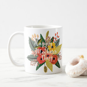 Happy Mother's Day Modern Colourful Floral Script Coffee Mug