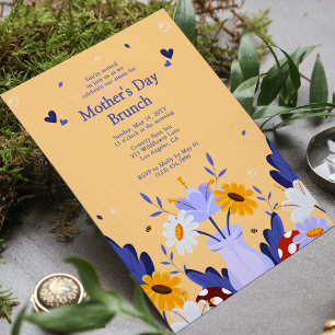 Happy Mother's Day Modern Flowers Floral Botanical Invitation