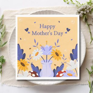 Happy Mother's Day Modern Flowers Floral Botanical Napkin