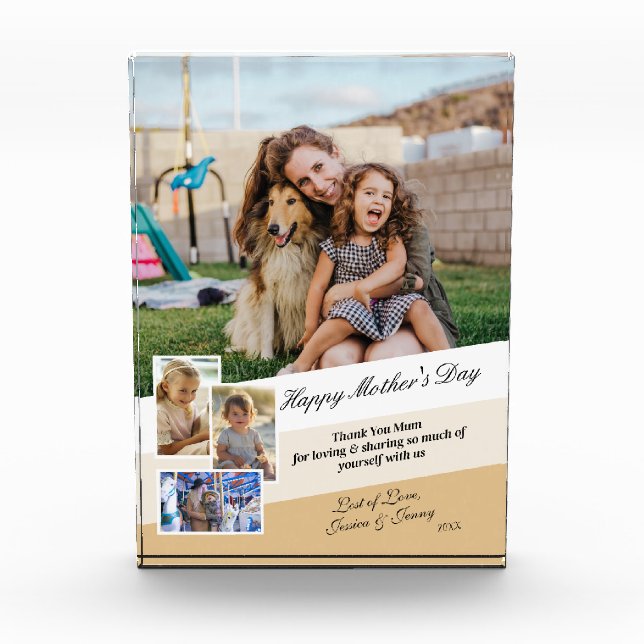 Happy Mothers Day Modern Photo Collage Display Block (Front)