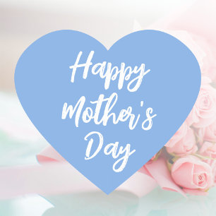 Happy Mother's Day Mom Cute Love Heart Blue Heart Sticker