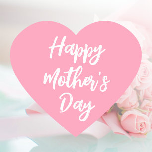 Happy Mother's Day Mom Cute Love Heart Pink Heart Sticker
