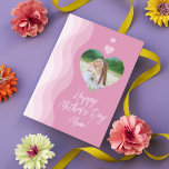 Happy Mother's Day MOM Modern Pink Heart Photo Holiday Card<br><div class="desc">Happy Mother's Day MOM Modern Pink Heart Photo Mother's Day Cards features your favourite photo in a heart shape with the text "Happy Mother's Day Mum" in modern calligraphy script. Add your personalised message on the inside with an additional photo. Personalise by editing the text in the text box provided...</div>