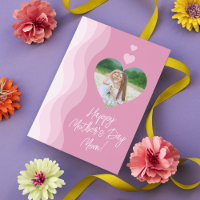 Happy Mother's Day MOM Modern Pink Heart Photo