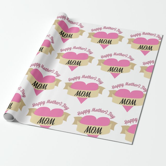 Happy Mother's Day Mom Wrapping Paper (Unrolled)