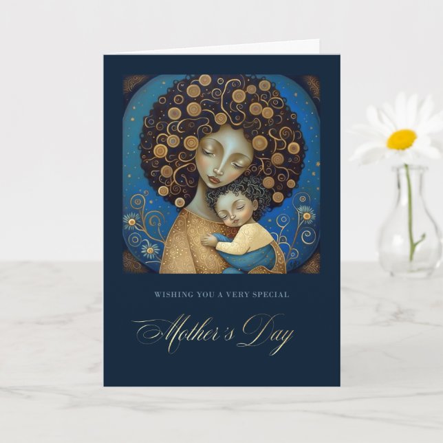 Happy Mother's Day. Mother and Child Painting Card (Small Plant)