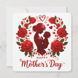 Happy Mother's Day Mother and Child Silhouette Holiday Card