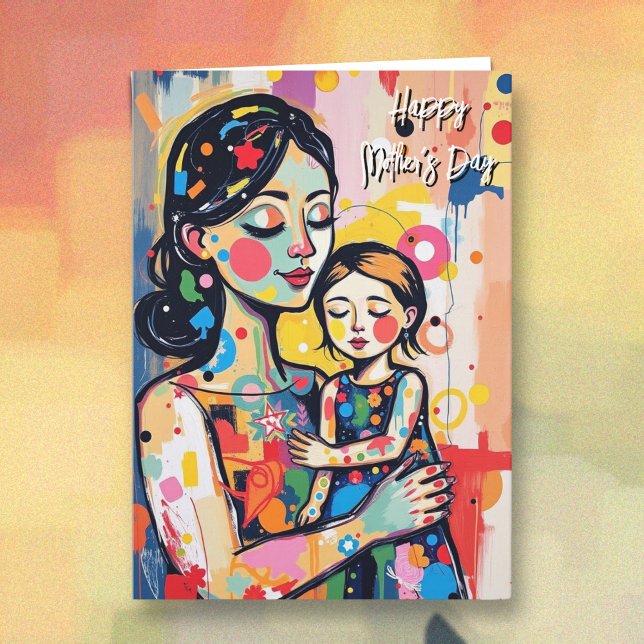 Happy Mother's Day | Mother and Daughter Abstract  Card (Creator Uploaded)