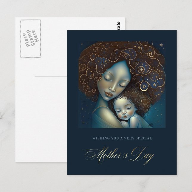 Happy Mother's Day. Mother and Daughter Painting Postcard (Front/Back)