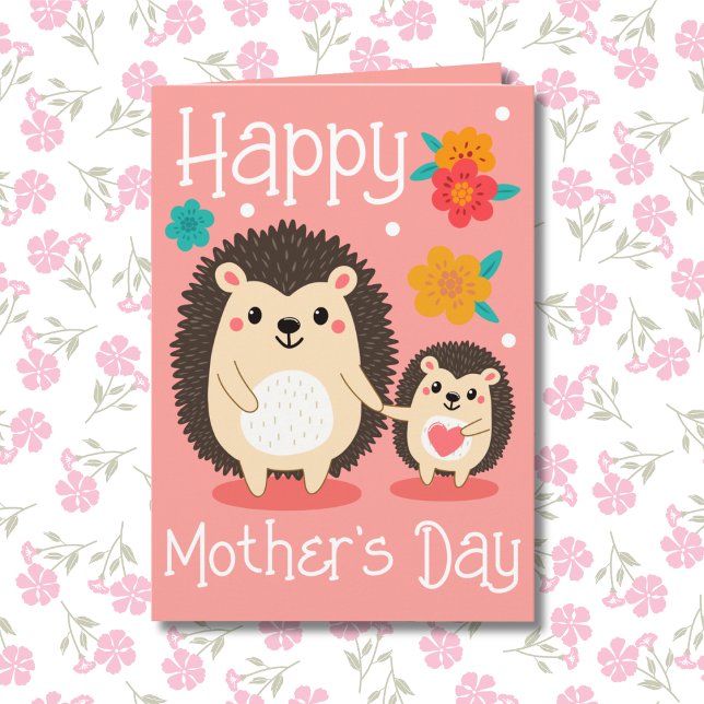 Happy Mother's Day Mum And Baby Hedgehog  Card (Creator Uploaded)