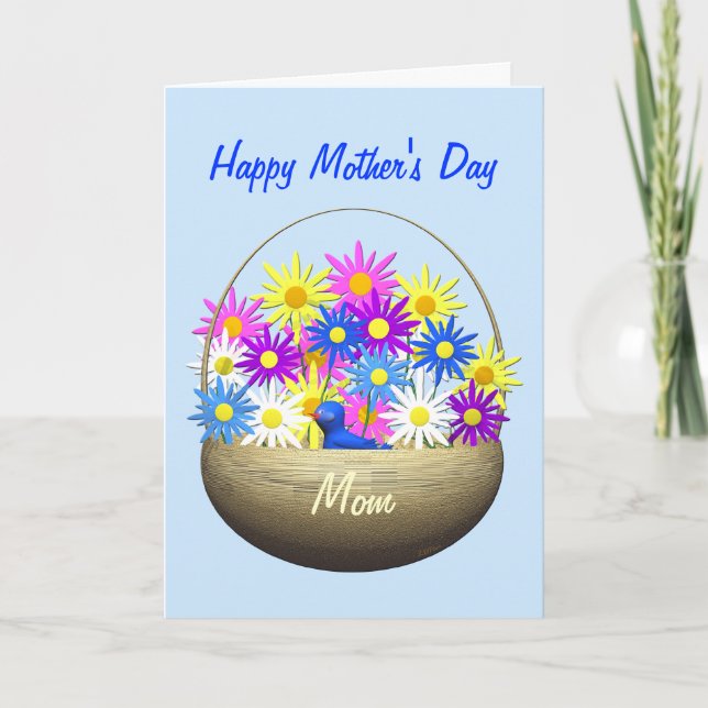 Happy Mothers Day Mum Basket of Daisies Card (Front)