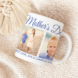 Happy Mothers Day Mum Blue Script Photo Coffee Mug
