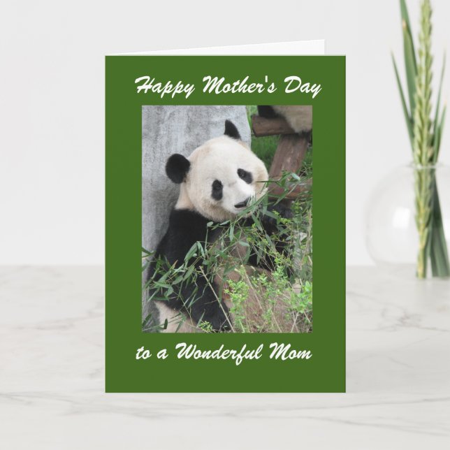 Happy Mother's Day Mum Greeting Card Panda Green (Front)