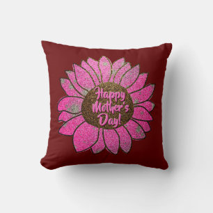 Happy Mother's Day Mum Mother Pink Sunflower Thro Cushion