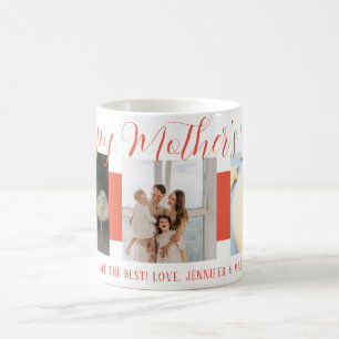 Happy Mother's Day Mum Pink Script with 3 photos  Coffee Mug