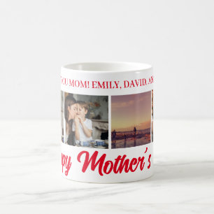 Happy Mother's Day Mum Red Photo Grid Coffee Mug