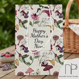 Happy Mother's Day Noni Hummingbird Garden Travel  Medium Gift Bag