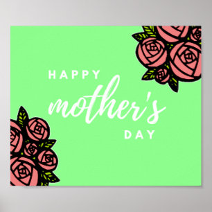 Happy mother's day on green poster