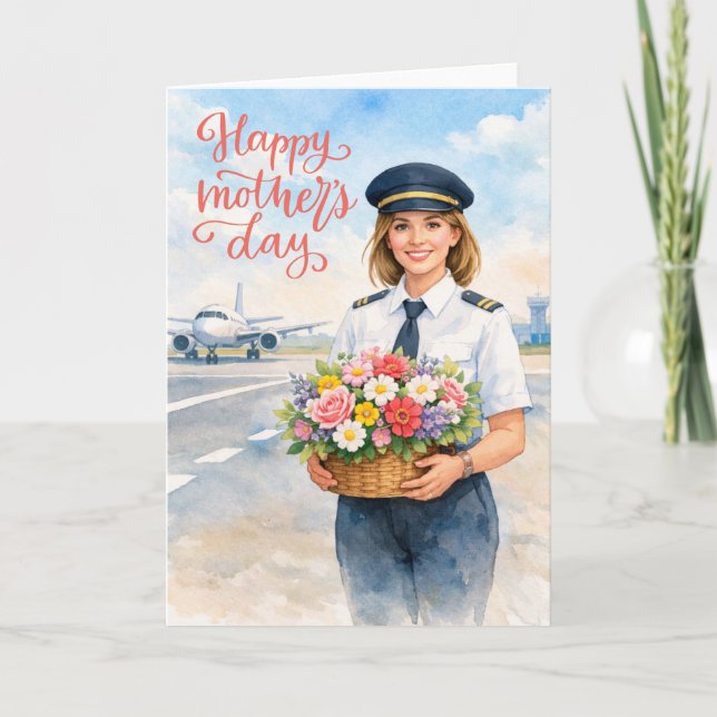 Happy Mother's Day on the runway for pilot Card (Front)