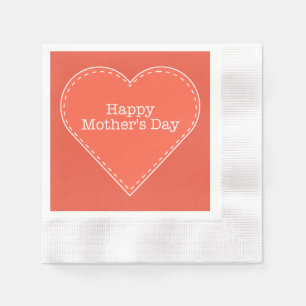 Happy Mother's Day Orange Heart Paper Napkin