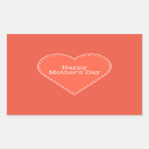 Happy Mother's Day Orange Heart Rectangular Sticker