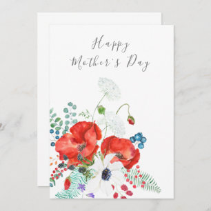 happy mother's day orange poppy flower card