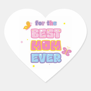 Happy Mother's Day Pansy Violet Flowers Watercolor Heart Sticker