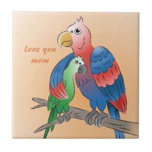 Happy Mother's Day Parrots Tile