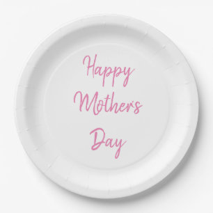 Happy Mother's Day Party 2024 Pink Simple Classy Paper Plate