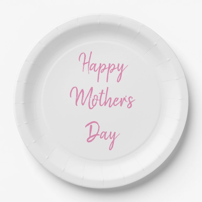 Happy Mother's Day Party 2024 Pink Simple Classy Paper Plate (Front)