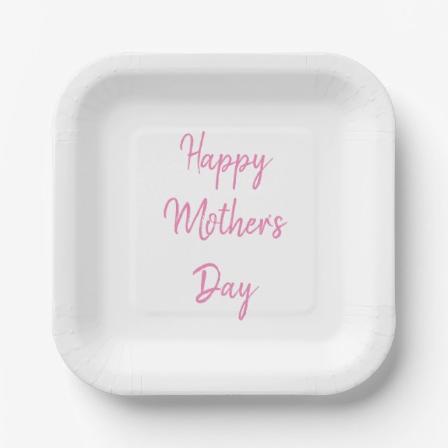 Happy Mother's Day Party 2024 Pink Simple Modern Paper Plate (Front)