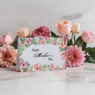 Happy Mothers Day Pastel Pink Paper Flowers Card