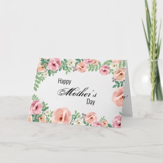 Happy Mothers Day Pastel Pink Paper Flowers Card (Front)