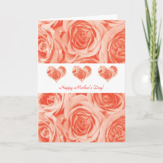 Happy Mother's Day Peach rose greeting card