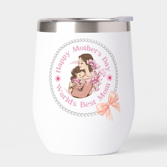 happy mother's day ,pearls with bow decorative (Left)