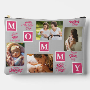 Happy Mother's Day Personalise Photo Collage Text. Accessory Pouch