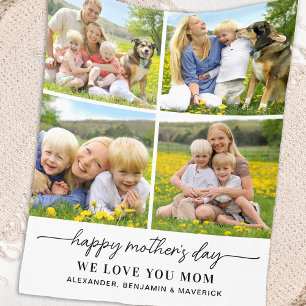 Happy Mothers Day Personalised 4 Photo Collage Fleece Blanket