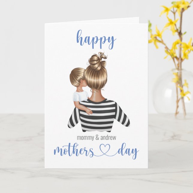 Happy Mothers Day Personalised From Son Card (Yellow Flower)