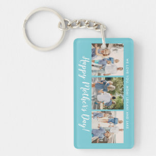 Happy Mother's Day Photo Collage Custom Aqua Blue Key Ring