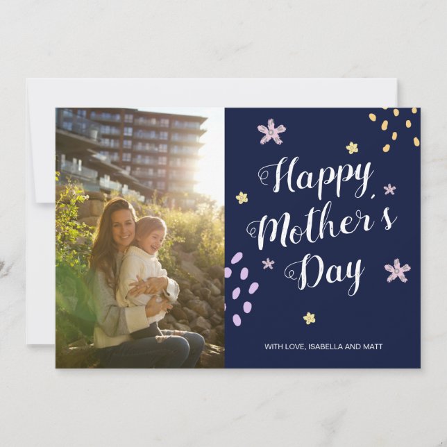 Happy Mother's Day Photo Hand Drawn Flowers Cute (Front)