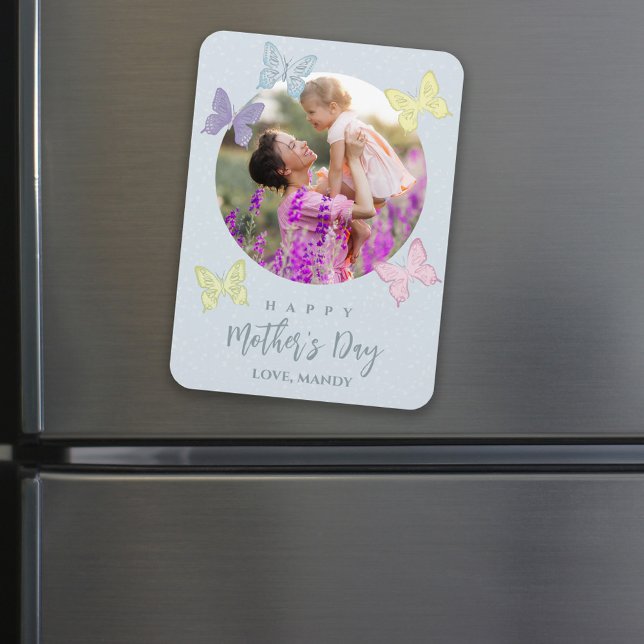 Happy Mother's Day Photo Pastel Cute Butterflies  Magnet (Creator Uploaded)