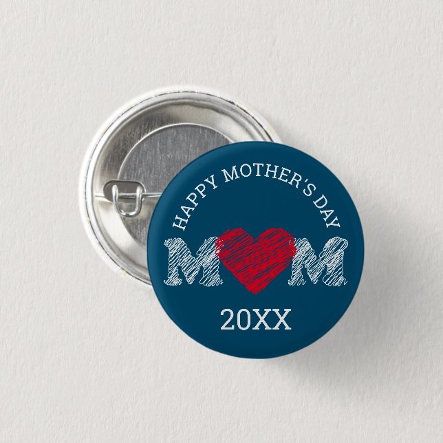 Happy Mother's Day Pin (Dark Turquoise) (Front & Back)