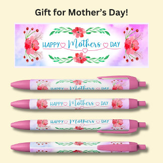 Happy Mother's Day Pink Black Ink Pen