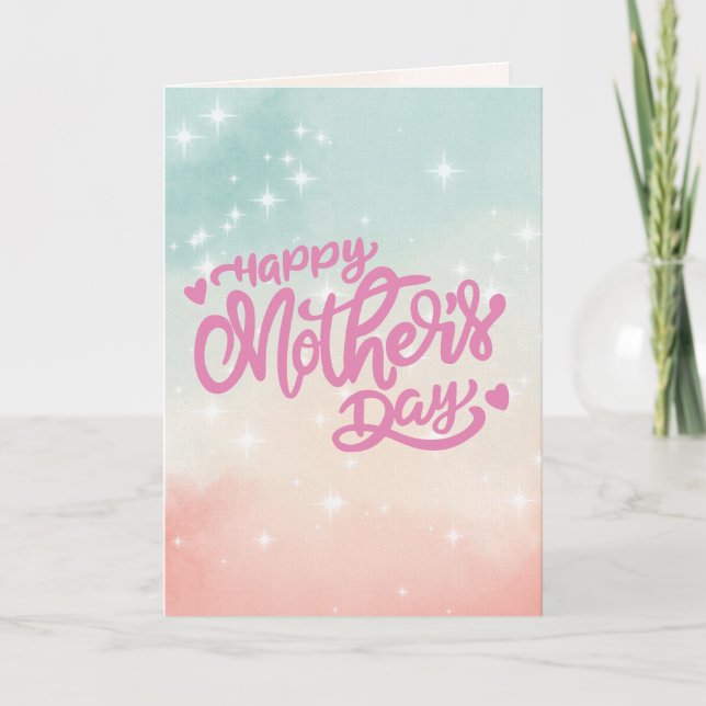 Happy Mother's Day Pink Blue Gradient Card (Front)