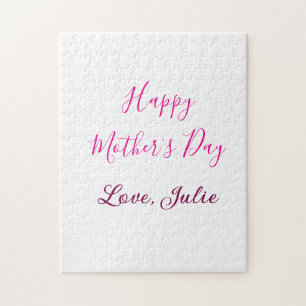 Happy Mothers Day pink calligraphy mom grandmother Jigsaw Puzzle