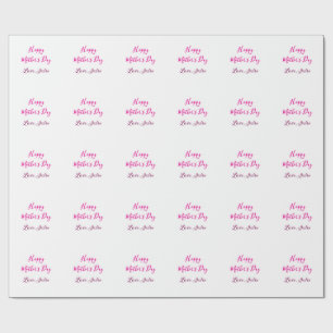 Happy Mothers Day pink calligraphy mom grandmother Wrapping Paper